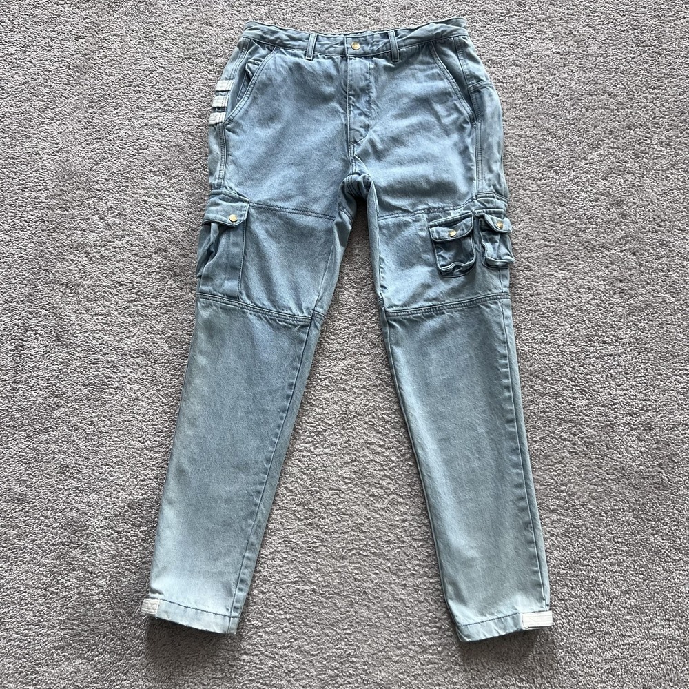 Kith Cargo Utility Jeans Mens 32x31 Blue‎ Relaxed Tapered Light Wash Denim